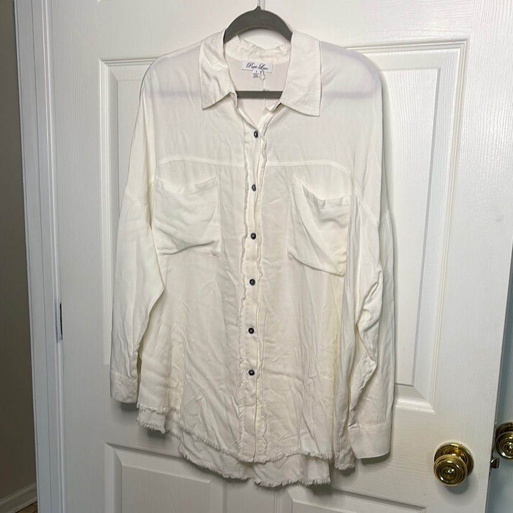NWT Purple Lava White Casual Button Down Shirt